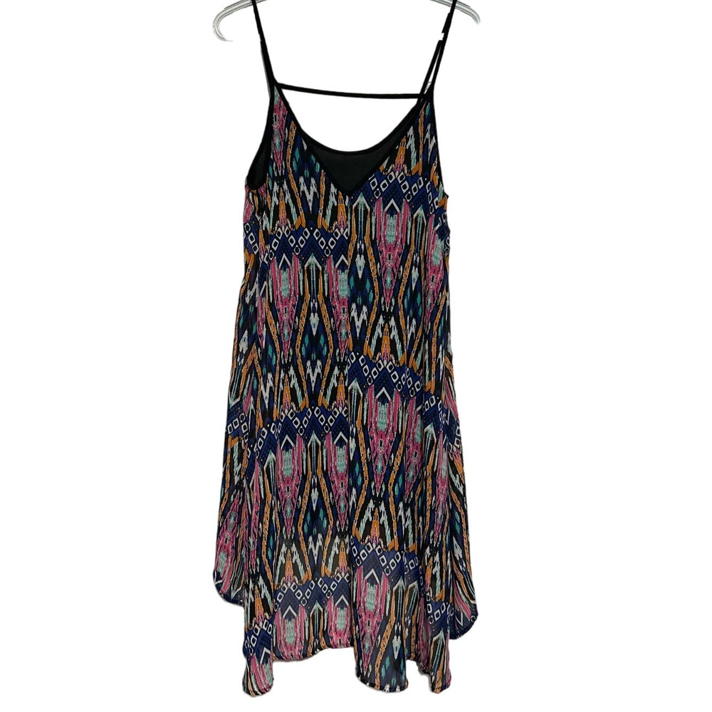 Rue 21 Women's Black Blue Pink High Low Spaghetti Strap Summer Dress Size‎ M